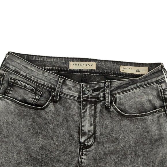Bullhead Denim Jeggings Womens 11 Black Mid Rise Stretch Charcoal Wash - Picture 6 of 7